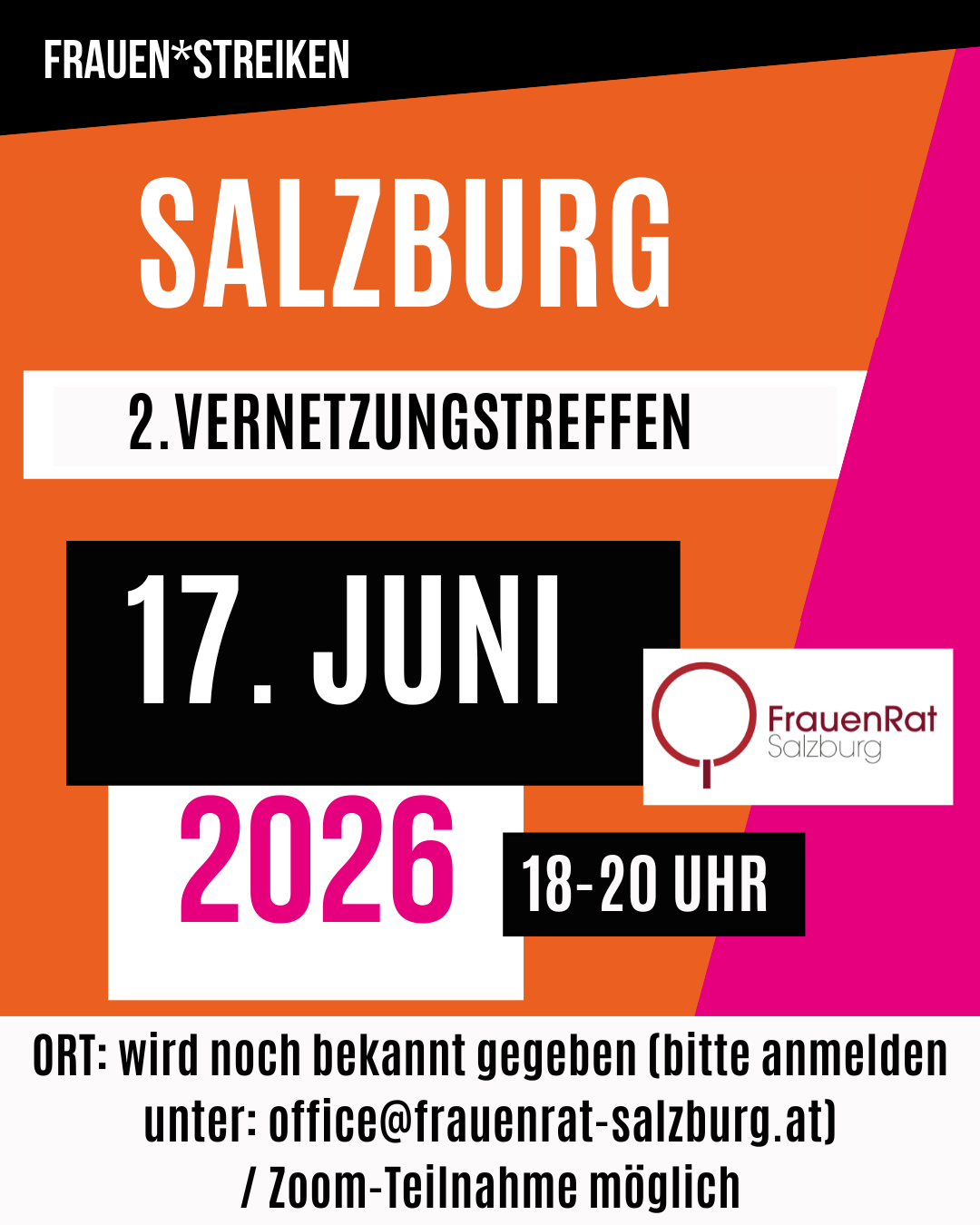 Ankündigung 2. Vernetzungstreffen FRAUEN*Streiken Salzburg